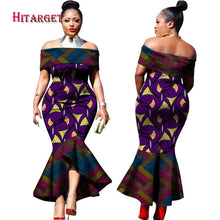 Load image into Gallery viewer, Traditional African Clothing Print Dashiki Slash Neck African Mermaid  Sexy Dresses