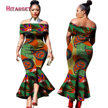 Load image into Gallery viewer, Traditional African Clothing Print Dashiki Slash Neck African Mermaid  Sexy Dresses