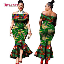 Load image into Gallery viewer, Traditional African Clothing Print Dashiki Slash Neck African Mermaid  Sexy Dresses