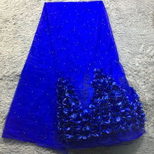 Load image into Gallery viewer, African Lace Fabric 2019 High Quality Lace Royal Blue  Lace Fabrics for Women French Beaded 3D Lace Fabric