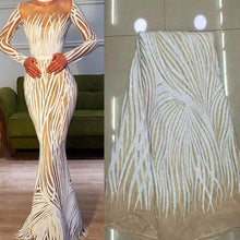 Load image into Gallery viewer, White Color African Lace Fabric 2019 Embroidered Nigerian Laces Fabric High Quality French Tulle Lace Fabric With Sequins