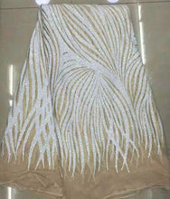 Load image into Gallery viewer, White Color African Lace Fabric 2019 Embroidered Nigerian Laces Fabric High Quality French Tulle Lace Fabric With Sequins