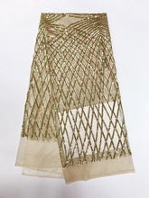Load image into Gallery viewer, White Color African Lace Fabric 2019 Embroidered Nigerian Laces Fabric High Quality French Tulle Lace Fabric With Sequins