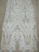Load image into Gallery viewer, White Color African Lace Fabric 2019 Embroidered Nigerian Laces Fabric High Quality French Tulle Lace Fabric With Sequins