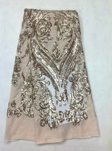 Load image into Gallery viewer, White Color African Lace Fabric 2019 Embroidered Nigerian Laces Fabric High Quality French Tulle Lace Fabric With Sequins