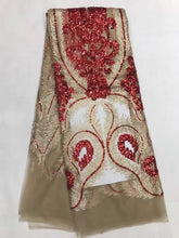 Load image into Gallery viewer, White Color African Lace Fabric 2019 Embroidered Nigerian Laces Fabric High Quality French Tulle Lace Fabric With Sequins