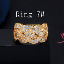 Load image into Gallery viewer, CWWZircons Luxury Big African CZ Bangle Bracelets Ring Sets Fashion Dubai Gold Silver Jewelry for Women Party Wedding T373