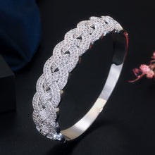Load image into Gallery viewer, CWWZircons Luxury Big African CZ Bangle Bracelets Ring Sets Fashion Dubai Gold Silver Jewelry for Women Party Wedding T373