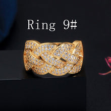 Load image into Gallery viewer, CWWZircons Luxury Big African CZ Bangle Bracelets Ring Sets Fashion Dubai Gold Silver Jewelry for Women Party Wedding T373