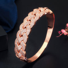 Load image into Gallery viewer, CWWZircons Luxury Big African CZ Bangle Bracelets Ring Sets Fashion Dubai Gold Silver Jewelry for Women Party Wedding T373