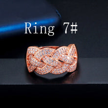 Load image into Gallery viewer, CWWZircons Luxury Big African CZ Bangle Bracelets Ring Sets Fashion Dubai Gold Silver Jewelry for Women Party Wedding T373