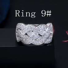 Load image into Gallery viewer, CWWZircons Luxury Big African CZ Bangle Bracelets Ring Sets Fashion Dubai Gold Silver Jewelry for Women Party Wedding T373