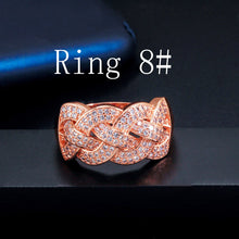 Load image into Gallery viewer, CWWZircons Luxury Big African CZ Bangle Bracelets Ring Sets Fashion Dubai Gold Silver Jewelry for Women Party Wedding T373