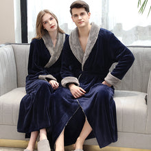 Load image into Gallery viewer, Lovers Winter Long Flannel Coral Fleece Warm Solid Bathrobe Women/ Men