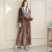 Load image into Gallery viewer, Lovers Winter Long Flannel Coral Fleece Warm Solid Bathrobe Women/ Men