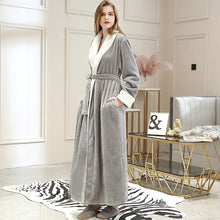 Load image into Gallery viewer, Lovers Winter Long Flannel Coral Fleece Warm Solid Bathrobe Women/ Men
