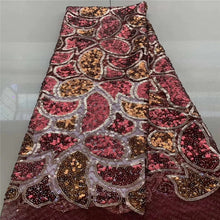 Load image into Gallery viewer, Latest African Lace Fabric High Quality French Net Embroidery Dark Blue Sequins Tulle Lace Fabric For Nigerian Party Dress