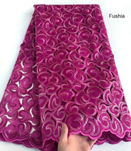Load image into Gallery viewer, 5 yards Soft coffee Handcut African Organza lace Fabric with sequins Nigerian Ghana occasional sewing wear high quality