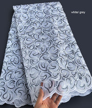 Load image into Gallery viewer, 5 yards Soft coffee Handcut African Organza lace Fabric with sequins Nigerian Ghana occasional sewing wear high quality