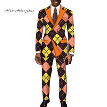 Load image into Gallery viewer, Dashiki Bazin Riche Causal Suits Blazer and Pant Set Formal High Quality Batik African Print Men Fashion Clothing