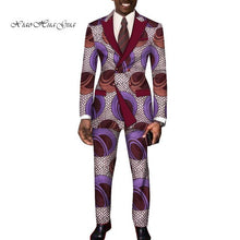Load image into Gallery viewer, Dashiki Bazin Riche Causal Suits Blazer and Pant Set Formal High Quality Batik African Print Men Fashion Clothing