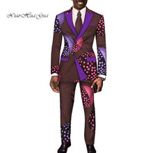 Load image into Gallery viewer, Dashiki Bazin Riche Causal Suits Blazer and Pant Set Formal High Quality Batik African Print Men Fashion Clothing