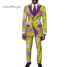 Load image into Gallery viewer, Dashiki Bazin Riche Causal Suits Blazer and Pant Set Formal High Quality Batik African Print Men Fashion Clothing