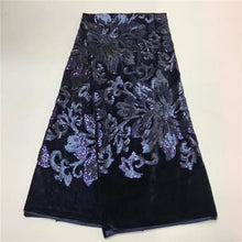 Load image into Gallery viewer, Hot Sequins velvet French net lace,high quality African tulle mesh lace fabric for party dress 5yards/lot black silver