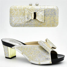 Load image into Gallery viewer, Ladies Italian Shoes and Bag Set Decorated with Rhinestone Women Shoes High Heel Shoes and Bags To Match for Wedding Party Pumps