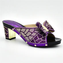 Load image into Gallery viewer, Ladies Italian Shoes and Bag Set Decorated with Rhinestone Women Shoes High Heel Shoes and Bags To Match for Wedding Party Pumps