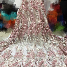 Load image into Gallery viewer, White Lace 3D Flower Lace Fabric Embroidered French Lace Fabric Beautiful African French Net tulle Lace Fabric With Beads Stones