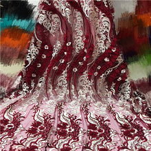 Load image into Gallery viewer, White Lace 3D Flower Lace Fabric Embroidered French Lace Fabric Beautiful African French Net tulle Lace Fabric With Beads Stones