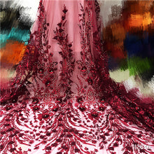 Load image into Gallery viewer, White Lace 3D Flower Lace Fabric Embroidered French Lace Fabric Beautiful African French Net tulle Lace Fabric With Beads Stones