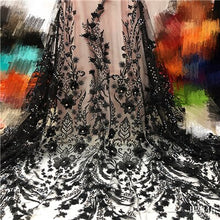 Load image into Gallery viewer, White Lace 3D Flower Lace Fabric Embroidered French Lace Fabric Beautiful African French Net tulle Lace Fabric With Beads Stones