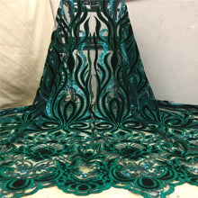 Load image into Gallery viewer, Nigerian Lace Fabric 2019 green High Quality Lace Sky Blue velvet African Lace Fabric Embroidery French Lace Fabric For Bridal