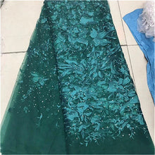 Load image into Gallery viewer, Nigerian Lace Fabric 2019 green High Quality Lace Sky Blue velvet African Lace Fabric Embroidery French Lace Fabric For Bridal