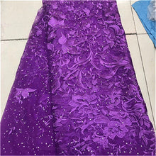 Load image into Gallery viewer, Nigerian Lace Fabric 2019 green High Quality Lace Sky Blue velvet African Lace Fabric Embroidery French Lace Fabric For Bridal