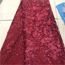 Load image into Gallery viewer, Nigerian Lace Fabric 2019 green High Quality Lace Sky Blue velvet African Lace Fabric Embroidery French Lace Fabric For Bridal