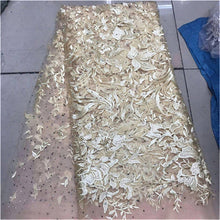 Load image into Gallery viewer, Nigerian Lace Fabric 2019 green High Quality Lace Sky Blue velvet African Lace Fabric Embroidery French Lace Fabric For Bridal
