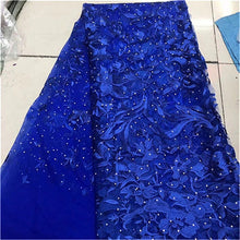 Load image into Gallery viewer, Nigerian Lace Fabric 2019 green High Quality Lace Sky Blue velvet African Lace Fabric Embroidery French Lace Fabric For Bridal