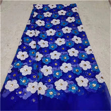 Load image into Gallery viewer, Nigerian Lace Fabric 2019 green High Quality Lace Sky Blue velvet African Lace Fabric Embroidery French Lace Fabric For Bridal