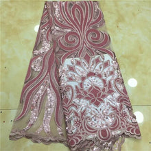 Load image into Gallery viewer, Nigerian Lace Fabric 2019 green High Quality Lace Sky Blue velvet African Lace Fabric Embroidery French Lace Fabric For Bridal