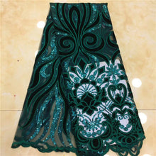 Load image into Gallery viewer, Nigerian Lace Fabric 2019 green High Quality Lace Sky Blue velvet African Lace Fabric Embroidery French Lace Fabric For Bridal