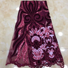 Load image into Gallery viewer, Nigerian Lace Fabric 2019 green High Quality Lace Sky Blue velvet African Lace Fabric Embroidery French Lace Fabric For Bridal