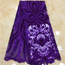 Load image into Gallery viewer, Nigerian Lace Fabric 2019 green High Quality Lace Sky Blue velvet African Lace Fabric Embroidery French Lace Fabric For Bridal