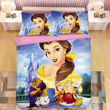 Load image into Gallery viewer, Princess comforter bedding set us twin size quilt covers for girls full bed spread 3/4pcs bedroom decoration cartoon pillow sham