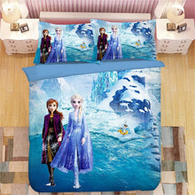 Load image into Gallery viewer, Princess comforter bedding set us twin size quilt covers for girls full bed spread 3/4pcs bedroom decoration cartoon pillow sham
