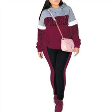Load image into Gallery viewer, New Pink Letter Print Tracksuit Women Casual Outfits 2 Two Piece Set Full Pants Suits Plus Size Clothing Autumn