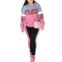 Load image into Gallery viewer, New Pink Letter Print Tracksuit Women Casual Outfits 2 Two Piece Set Full Pants Suits Plus Size Clothing Autumn