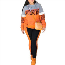 Load image into Gallery viewer, New Pink Letter Print Tracksuit Women Casual Outfits 2 Two Piece Set Full Pants Suits Plus Size Clothing Autumn